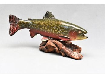 Big Sky Carvers Trout With Burl Wood Base