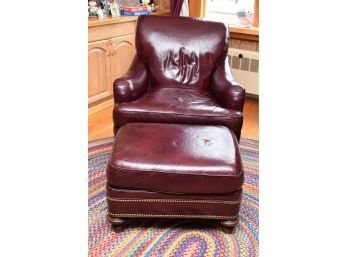 Hancock & Moore Leather Arm Chair And Ottoman