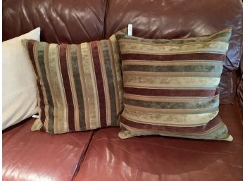 151, Pair Striped Pillows, Chenille, Soft