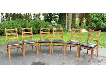 Set Of Six Mid Century Oak Cat Eye Style Dining Chairs By Liberty Chair Co