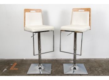 Pair Of LumiSource Faux Leather Barstools