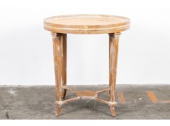 Lillian August Round Distressed Wood Tray Top Occasional Table