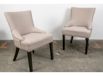 Pair Of Safavieh Light Gray Linen Side Chairs