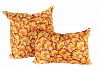 Two Sunburst Reversible Throw Pillows