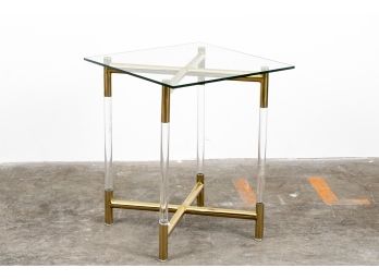 Modern Acrylic And Gold Decorative Square End Table