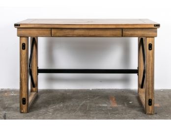 Industrial Style Wood Desk With Single Drawer