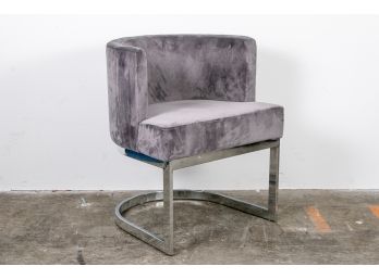 Contemporary Velvet Upholstered Barrel-back Chair