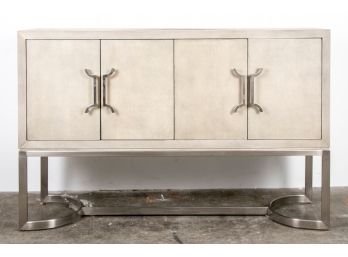 City Chic Light Gray Shagreen And Metal Console
