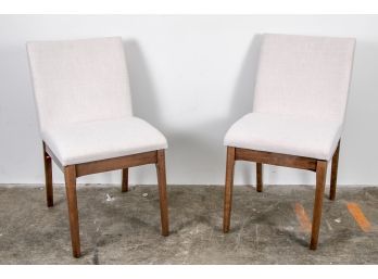 Set Of Two 'Kwame' Light Beige And Walnut Dining Chairs By Noble House