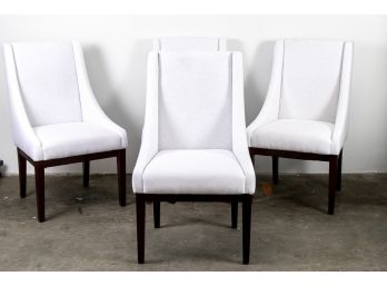 Set Of Four Wingback-style Dining Chairs In White