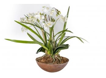 Faux Orchid Composite Planter