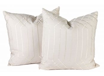 Pair Of White Geometric Throw Pillows From Surya