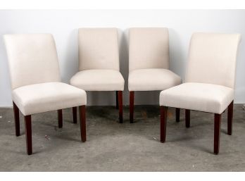 Set Of Four Armless Dining Chairs In Beige