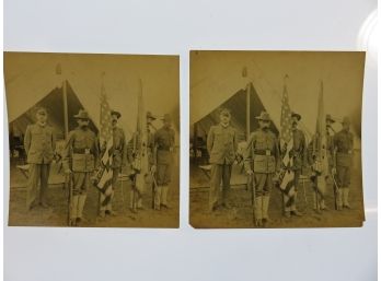 Color Guard 13 Regt Camp Ft Terry  1905 Glass Neg And Photos