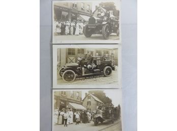 Old Fire Truck Real Photo Postcards Lot Of 3