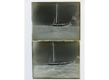 Yacht Near New Rochelle 1899 Glass Plate Negative