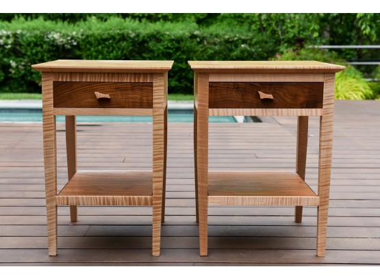 Pair Of Custom Made Very Good Quality Wood End Tables