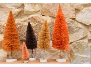 Collection Of Five Colorful Artificial Decorative Trees