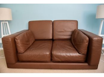 Durlet Chocolate Brown Two Cushion Leather Sofa
