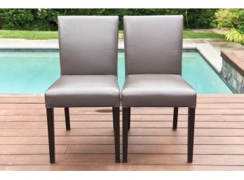 Pair Of Crate And Barrel Bycast Leather Chairs