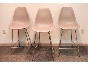 Set Of Three Eames Molded Plastic Side Sparrow Bar Height Chairs