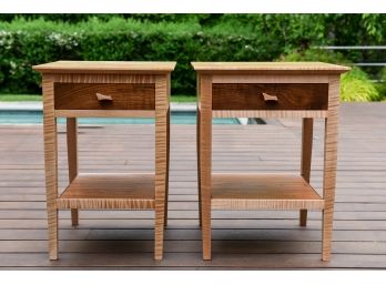 Pair Of Custom Made Very Good Quality Wood End Tables