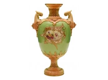 Royal Worcester Gilt-Decorated Two-Handled Porcelain Vase