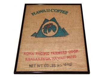 Hawaii Coffee Framed Burlap Bag