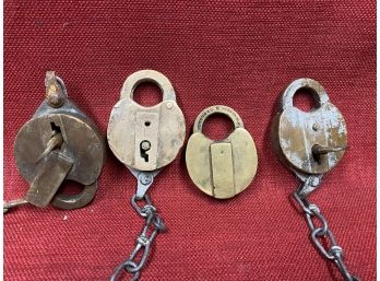 Great Selection Of Antique Brass Railroad Pad Locks