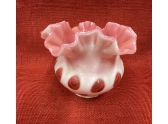Beautiful Fenton Milk Glass With Clear Rose Accents