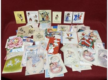 Large Pile Clean Of 1930s-40s Greeting Cards Great Vintage Graphics