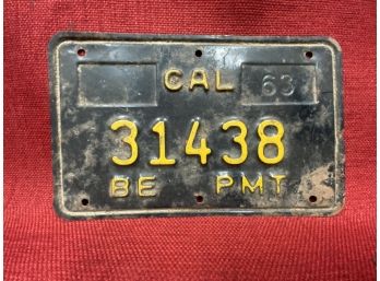 Rare 1963 California Permit Plate