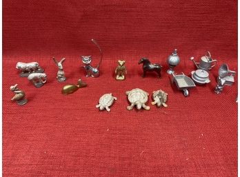 Big Lot, Cast Iron, Pewter And Brass Animal Figurines