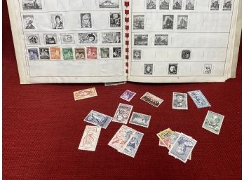 Stamp Collectors Binder And Random Stamps