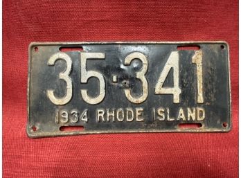 1934 Rhode Island License Plate Original Paint