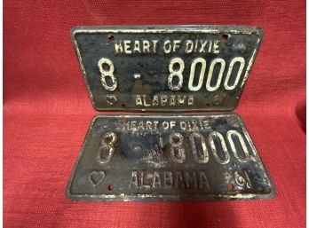1961 Alabama Heart Of Dixie Vanity Plates ORIGINAL PAINT