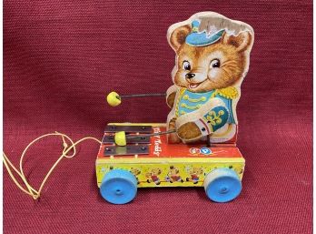 1962 Fisher Price Tiny Teddy Xylophone Pull Toy Working