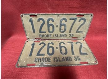 Matched Set 1935 Rhode  Island License Plates