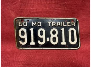 1960 Missouri Trailer License Plate