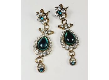 Beautiful Vintage Green Stone Hanging Earrings