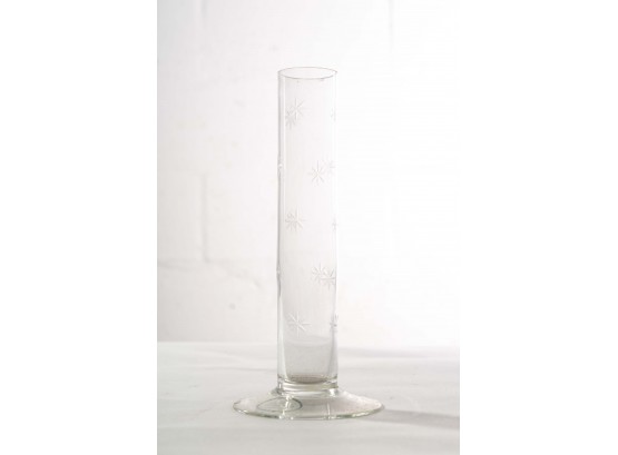 Beaker Style Etched Glass Vase