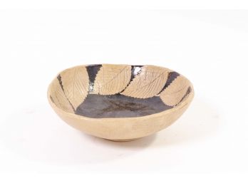 Art Pottery Bowl With Leaf Pattern