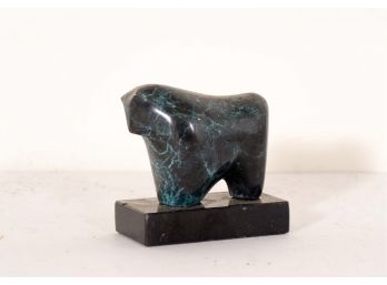 Heavy Green Marble Bull Figurine Carving