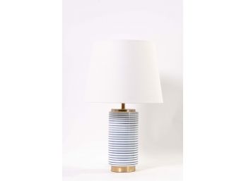 Blue & White Striped Ceramic Lamp