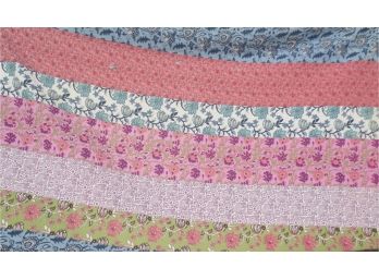 Bright Pink, Blue, And Lavender Floral Quilt