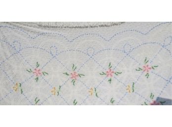 Vintage Beige Chenille  Quilt Floral