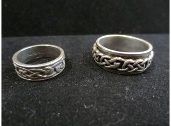 Pair Of Sterling Silver Celtic Rings (Tested)