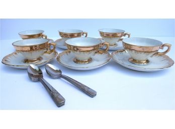 Demitasse 24K Gilt Tea Set With Spoons