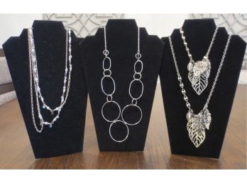 Collection Of 4 Silver Tone Long Necklaces