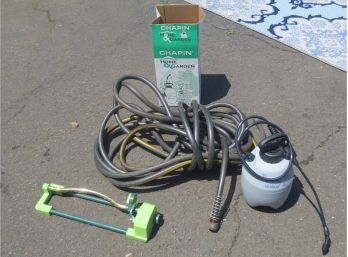 Garden Hose, Sprinkler, And Sprayer Set